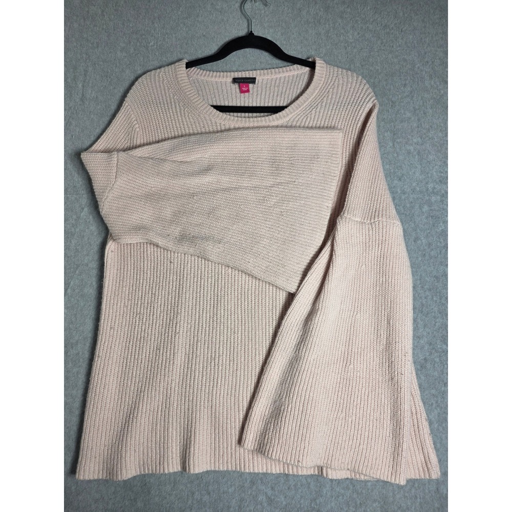 Vince Camuto Bell Sleeve Ribbed Knit Sweater Womens Large Pink Crew Neck